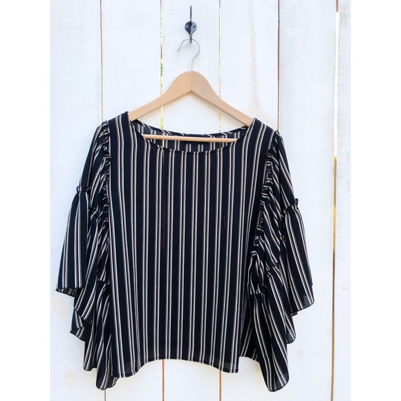 fab'rik Tops - Fab’rik Striped Flowy Ruffle Sleeve Top